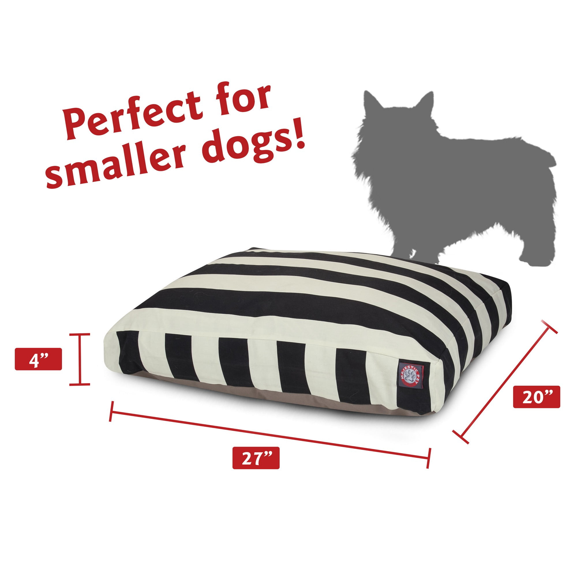 Majestic Pet | Vertical Stripe Shredded Memory Foam Rectangle Pet Bed For Dogs, Removable Cover, Black, Small