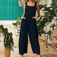 Hbyjlzyg Suspender Jumpsuit Long Pants Womens Fashion Casual Ethnic Style Solid Buttons Pocket 7613