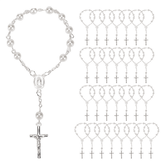 30Pcs Baptism Rosary Beads Finger Rosaries Faux for Favors Communion