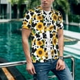 thumbnail image 6 of Rateoe Cute Cow Print Sunflower D Pattern Men’s Baseball Short Sleeve Polo Shirt, Midweight Men's Shirt Golf Shirt Polo Shirts Quick Dry Short-Large, 6 of 7