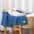 thumbnail image 3 of YIXPOH Organic Ribbed Baby Swaddle Blanket - 100% Soft Cotton Knit for Boys Girls Stroller Cuddle Blanket for Newborns Dark Blue, 3 of 8