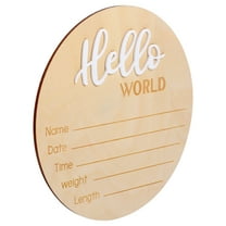 SEWCHICS Round Baby Birth Announcement Sign Khaki Wood 1Pcs 6.0In