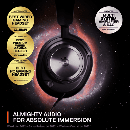 SteelSeries Arctis Nova Pro Multi-System Gaming Headset - Premium Hi-Fi Drivers - Hi-Res Audio - 360° Spatial Audio - GameDAC Gen 2 - ESS Sabre Quad-DAC - ClearCast Gen 2 Mic - PC, PS5, PS4, Switch