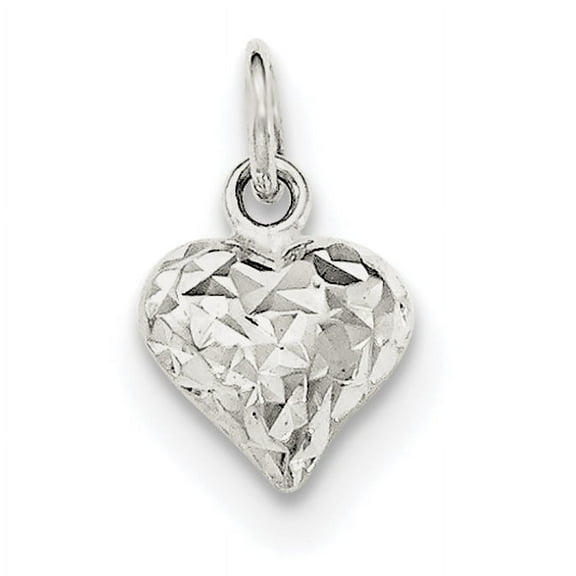 Sterling Silver Polished Diamond-cut Puff Heart Charm QC8467