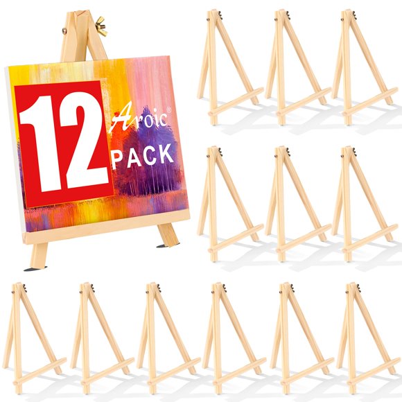 12 Pack Chevalets en Bois de 9 Pouces, Chevalet pour Peinture sur Toiles, Art et Artisanat, Trépied, Chevalet de Fête Peinture, Étudiant pour Enfants