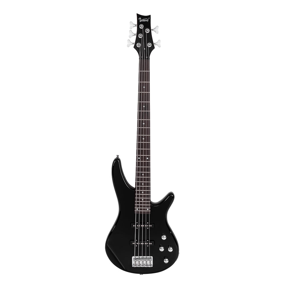 GIB Electric 5 String Bass Guitar Full Size Bag Strap Pick Connector Wrench Tool Black