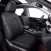 Coverdream Custom Fit Camry Car Seat Covers for Toyota Camry L LE XLE 2012 2013 2014 2015 2016 2017 (Not for Hybrid) - Leatherette (Black/Red,Full Set)