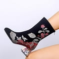 thumbnail image 6 of Babysbule Womens Shoes Retro Women Square Heels Cloth Embroidery Boots Zipper Boots Pointed Toe Shoes, 6 of 9
