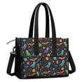 thumbnail image 2 of Teacher Tote Bag,Black Cartoon Space Dinosaurs Pattern Teacher Utility Tote Bag,Large Work Tote Bags for Women with Multiple Pockets,Top Zipper Closure,13.8x10.6x6.7 Inch, 2 of 5