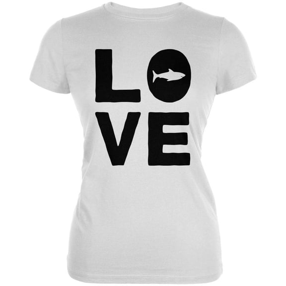 Shark Love Juniors Soft T Shirt White X-SM