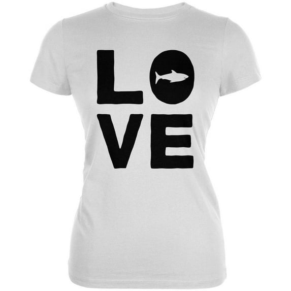 Shark Love Juniors Soft T Shirt White X-SM