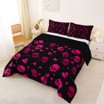 thumbnail image 2 of Homewish Happy Halloween Skull Full Size Comforter Sets,Pink Heart Bedding Comforter Set,Black Reversible,3 Pieces,1 Comforter and 2 Pillowcases, 2 of 7