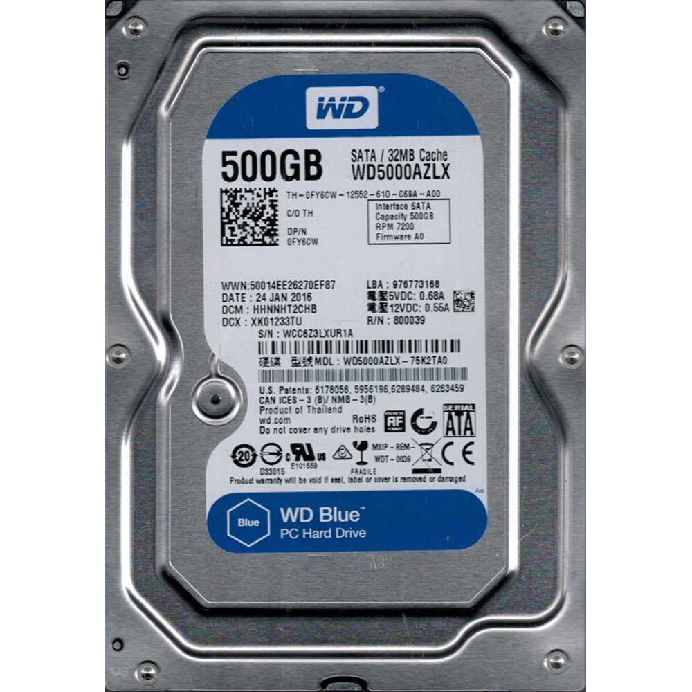 WD5000AZLX-75K2TA0 DCM: HHNNHT2CHB WCC6Z Western Digital 500GB ...