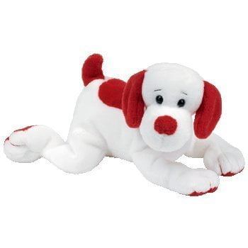 red and white stuffed dog