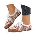 thumbnail image 3 of oqasdz Womens Casual Shoes Bow Tie Design Flat Bottom Shiny Dressy Shoes for Elegant Square Toe Party Evening Trendy Daily Wear Summer Outdoor, 3 of 7