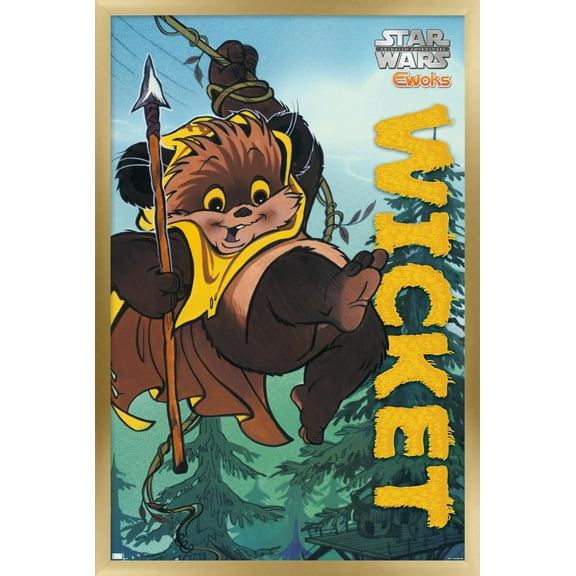 Star Wars: Ewoks - Wicket Wall Poster, 22.375" x 34", Framed