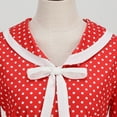 thumbnail image 5 of Summer Saving Wycnly Womens Dresses Cocktail Party Prom Empire Waist Flowy Pleated Swing Vintage 1950S Dresses with Bow-Knotted Summer Polka Dot Print V-Neck Short Sleeve Formal Midi Dress Red XXL, 5 of 7