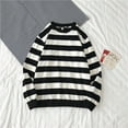 thumbnail image 2 of Fesfesfes Men's Fall Winter Round Neck Stripe Sweatshirt Pullover Tops Long Sleeve Sweater, 2 of 3
