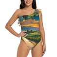 thumbnail image 2 of Picia Sunflowers At Sunset Pattern Women's One Piece Swimsuits,One Shoulder Swimwear Asymmetric ,Ruffle Monokinis Bathing Suits,High Waisted Flattering Bathing Suits-Medium, 2 of 8