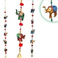 thumbnail image 2 of Indian Door Hanging Decorative Five Hand Painted Elephant Stringed Together with Beads and Small Bell, 2 of 5