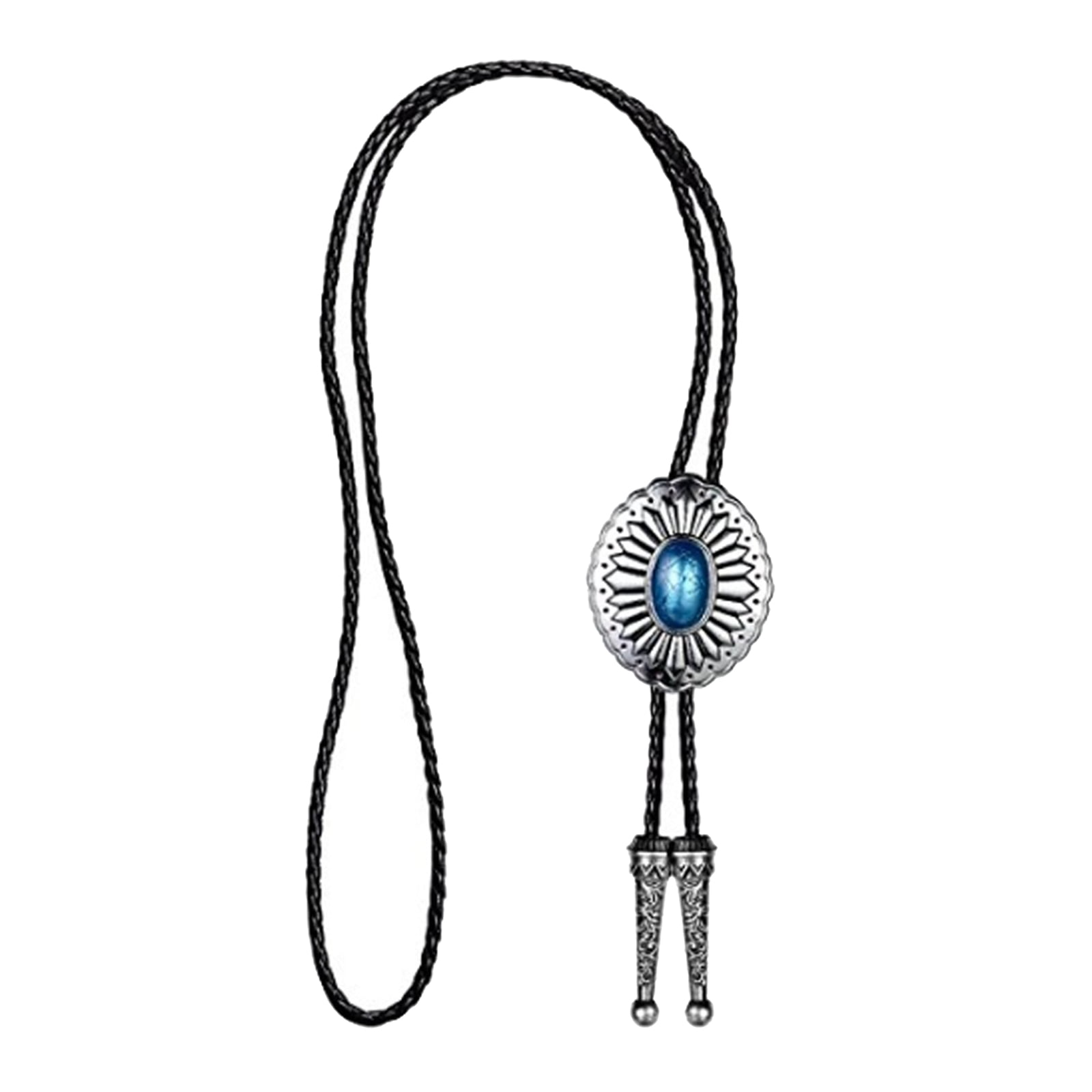 NEW TURQUOISE COLOUR BOLO BOOTLACE TIE SILVER METAL LEATHER CORD WESTERN COWBOY 