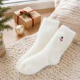 thumbnail image 5 of Women Christmas Fuzzy Embroidered Crew Socks, Soft Fluffy Warm Holiday Sleeping Socks, Cozy Thermal Indoor Socks, Festive Gift Socks for Ladies B, 5 of 5
