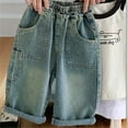 thumbnail image 4 of Krdevn Boys Distressed Jeans Casual Straight Leg Pants for Kids Elastic Waist Spring Summer Daily Wear Loose Fit Style,Kids Clothing,7-8 Years, 4 of 7