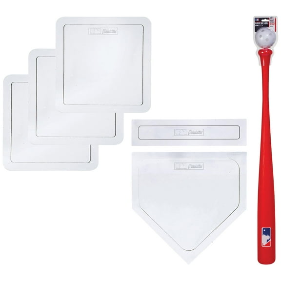 Franklin Backyard Baseball Bundle - Throw Down Bases Set   Plastic Bat & Ball