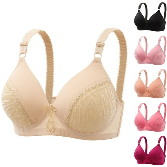 Zpanxa Bras for Women, Women's Plus Size Push Up Lace Bra Wireless Adjustable Comfortable No Underwire Full Coverage Bra