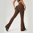thumbnail image 5 of Sevpuikl Women's Flared Yoga Leggings High Waist Butt Lifting Tummy Control for Gym Pilates Workout Bootcut Pants Solid Color(Brown,S), 5 of 6