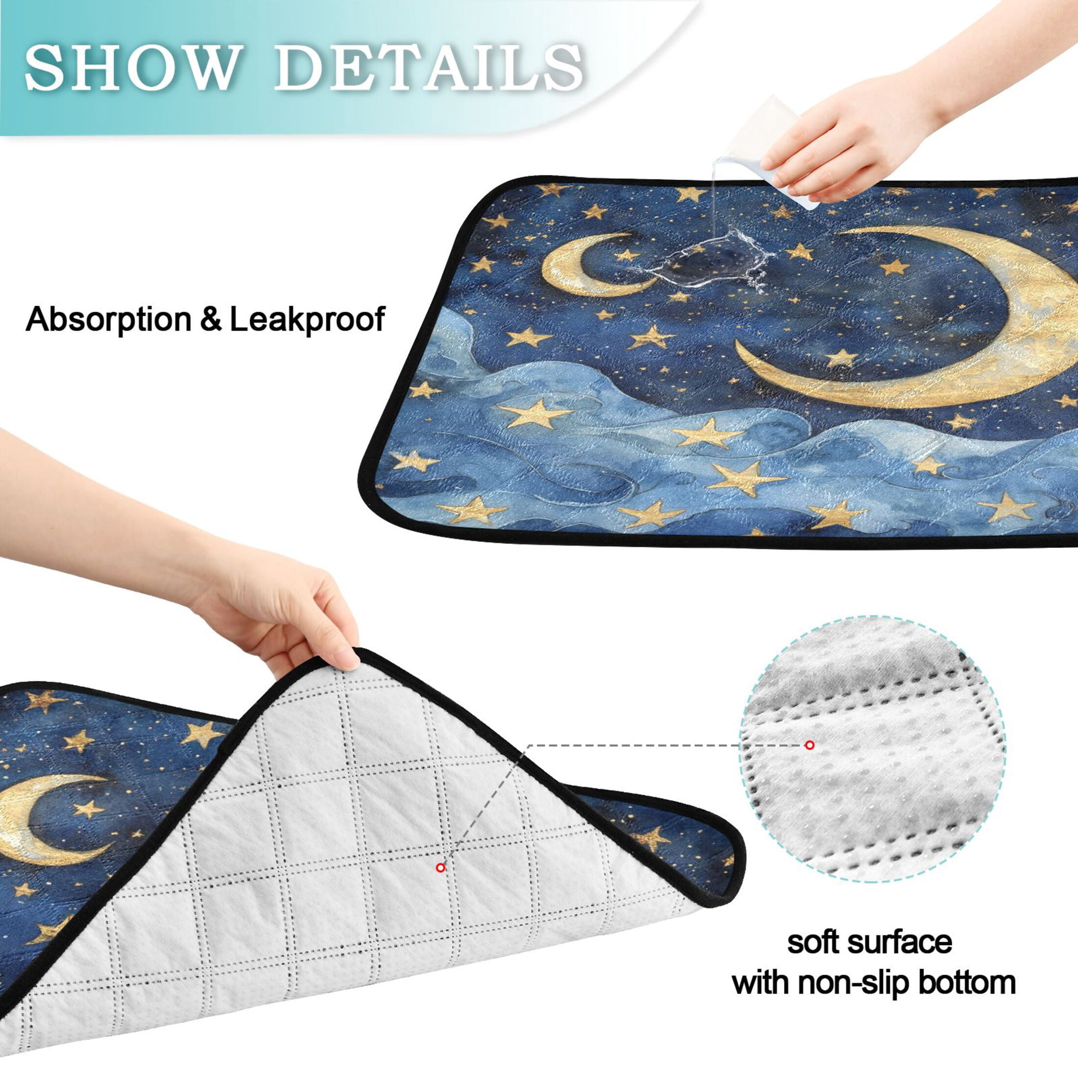 Qxltty Cloudy Sea Night Sky Cat litter Pads Pet Set of 3 Diaper Mats Center Anti-leakage Layer Absorbent Soft and Comfortable