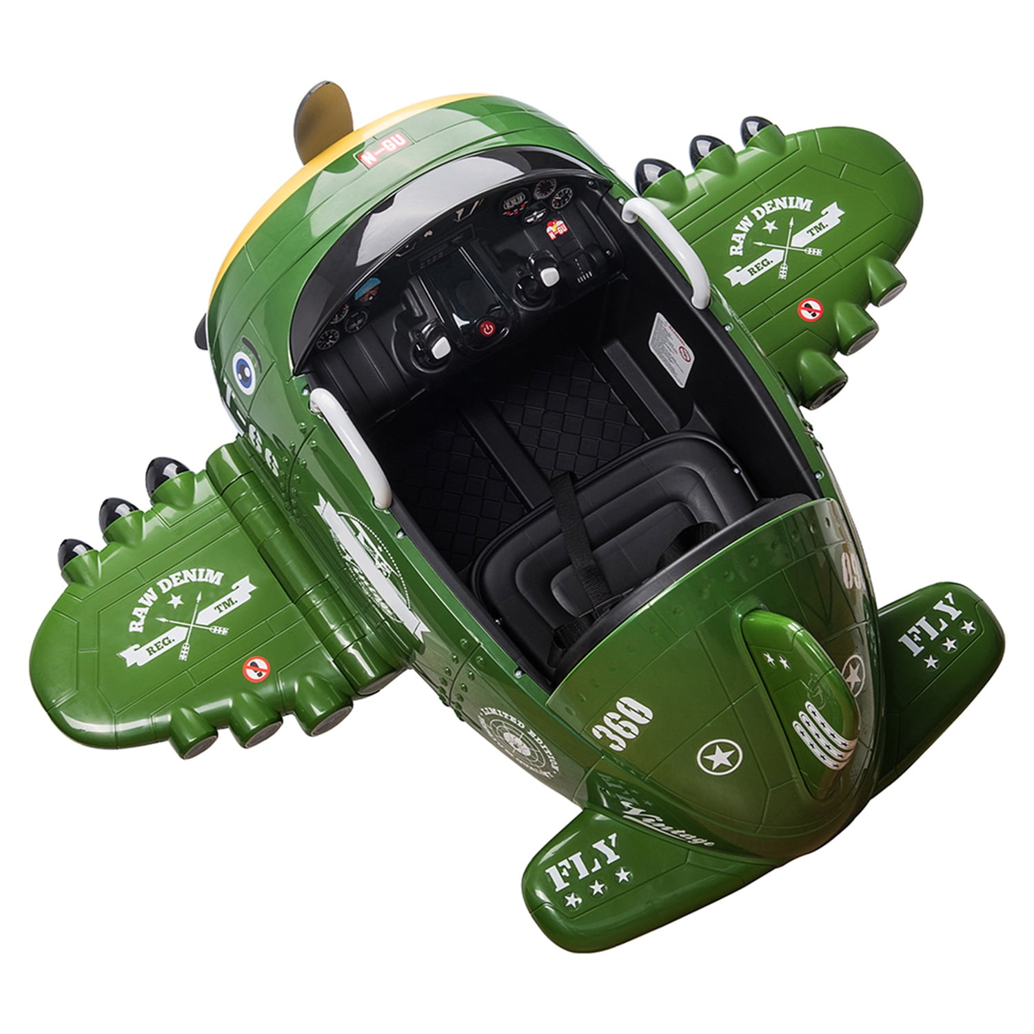 CIPACHO 12V Children's Electric Ride On Airplane, Car for Kids Vehicle with Bombing Sound, Joysticks Operation, FM Radio, Remote Control, Best Gift for Aged 3-8, Green CIPACHO 12V Children's Electric Ride On Airplane, Car for Kids Vehicle with Bombing Sound, Joysticks Operation, FM Radio, Remote Control, Best Gift for Aged 3-8, Green