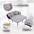 thumbnail image 2 of Royard Oaktree Patio Daybed, Outdoor Sofa Bed with Woven Nylon Rope Backrest and Metal Legs, 2-person Daybed with Cushions and Pillows, Patio Furniture Sun Bed for Backyard Poolside, Black+Grey, 2 of 7