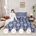 thumbnail image 3 of jejeloiu Aztec Geometric Queen Comforter Set For Men Women,Boho Diamond Comforter Sets Queen,Navy White,Navy Blue Reversible,3-Piece,1 Comforter and 2 Pillowcases, 3 of 7