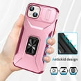 thumbnail image 5 of Phone Case for iPhone 13 Case with Sliding Camera Cover, with 360° + 100° Free Rotation Metal Finger Ring Bracket, Fit Magnet Car Mount, 2 In 1 Case Cover for iPhone 13, Pink, 5 of 8