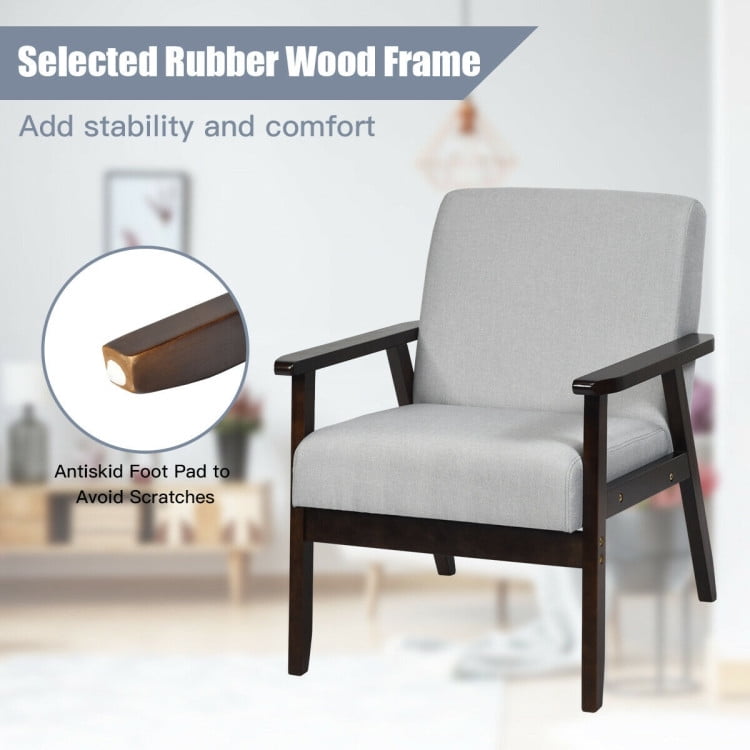 Finihen Mid-Century Modern Accent Chair, Retro Fabric Armchair, Solid Rubber Wood Fabric Accent Armchair, for Living Room, Light Gray Finihen Mid-Century Modern Accent Chair, Retro Fabric Armchair, Solid Rubber Wood Fabric Accent Armchair, for Living Room, Light Gray