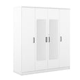 thumbnail image 6 of Euroco 4-Door Wood Armoire, Wardrobe with Mirror and Drawer, White, 6 of 10