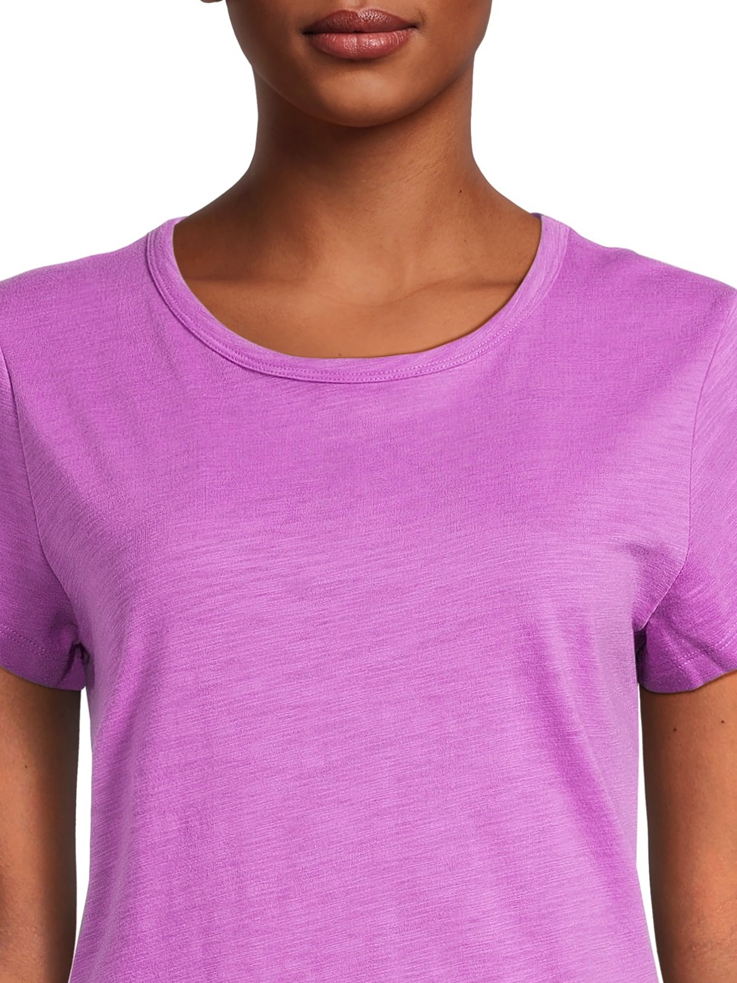 Time and Tru Women’s Slub Jersey Crewneck Tee with Short Sleeves, Sizes XS-XXXL