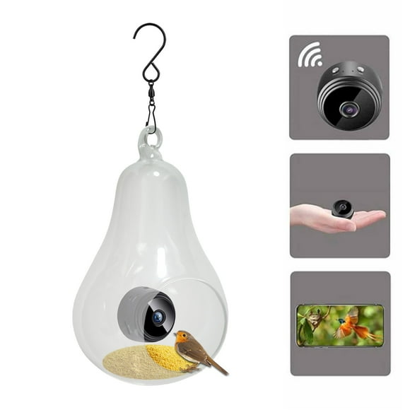 Outdoor Hanging Pear Shaped Bird Feeder With Rechargeable Camera For Garden & Yard Hummingbird Heater Catcher for Feeders Flat Feeders for outside