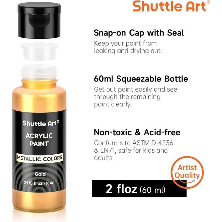 Metallic Acrylic Paint Set With Brushes And Palette photo 4