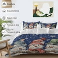thumbnail image 3 of Merry Christmas Bedding Duvet Cover Set Queen Size 4 Pieces Snowman Winter Snowflake Blue Bedding Set with Zipper Closure, 1 Comforter Cover 90x92 Inches 1 Flat Sheet & 2 Pillow Cases, 3 of 7