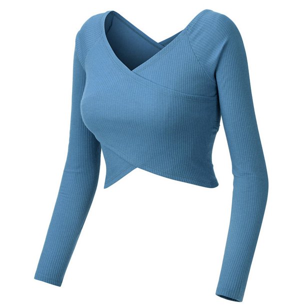 Ropa de yoga con espalda de belleza para mujer, Camiseta deportiva ajustada y transpirable con ombligo descubierto, Camiseta deportiva de manga larga para otoño e invierno