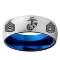 thumbnail image 2 of Carbide Marines Sergeant 8MM Dome Gray and Blue Tungsten Carbide Ring, 2 of 2