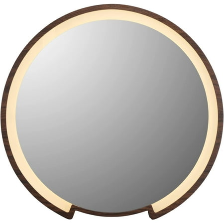 

LuuLake Round LED Mirror 23.6 Vanity Mirror with Lights Touch Adjustable 3-Color LED Bathroom Mirror with Wood Grain Metal Frame