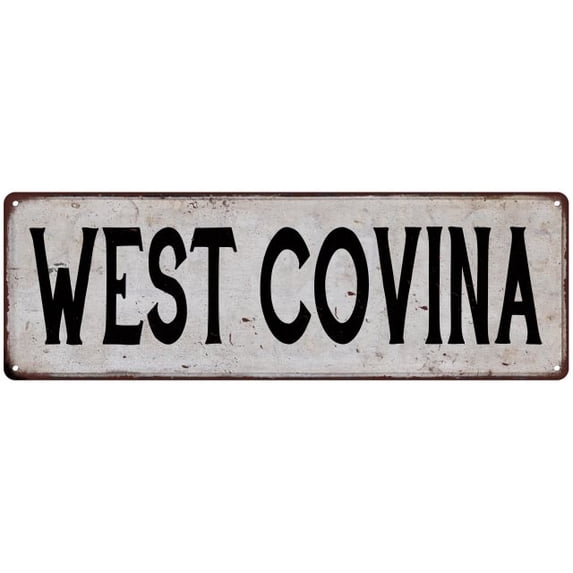 WEST COVINA Vintage Look Rustic Metal City State Sign 8 x 24 Matte Finish Metal 108240041337