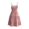 thumbnail image 5 of Rvasteizo Sundress Solid Sleeveless Sling Backless Shirred Layered Ruched Summer Casual Outfit, 5 of 5