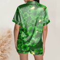 thumbnail image 5 of IWRICH Pajama for Women Short Sleeve Button down Tops and Shorts Satin Pjs 2 Piece Soft Sleepwear Loungewear Set 03-Dark Green XL, 5 of 5
