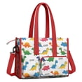 thumbnail image 2 of Teacher Tote Bag,Colorful Dinosaur with Roar Pattern Teacher Utility Tote Bag,Large Work Tote Bags for Women with Multiple Pockets,Top Zipper Closure,13.8x10.6x6.7 Inch, 2 of 5