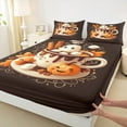 thumbnail image 3 of jejeloiu Happy Halloween Twin Sheet Sets,Cute Orange Pumpkin Twin Fitted Sheet,Sweet Dessert Candy Flat Sheet For Children,Lightweight Room Decor,3-Piece, 3 of 7