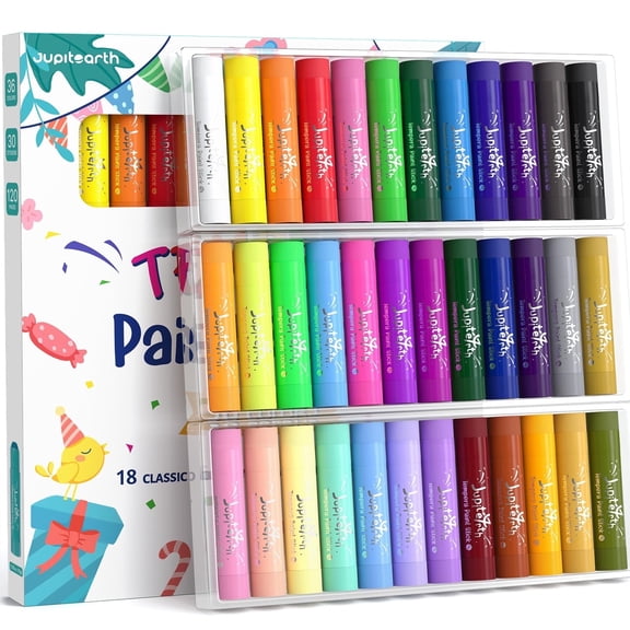Jupitearth On Sale 36 Ct Tempera Paint Sticks for Kids ,Quick Drying,Smooth,Non-Toxic Washable for toddlers,Back to School Supplies,Art Supplies